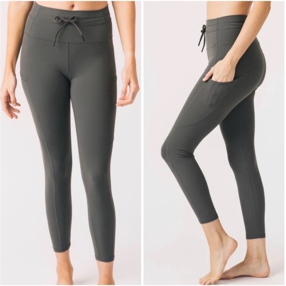 ZYIA Pocket Drawstring Leggings Sage Green Ankle Length Size 4 Women’s - Picture 1 of 11